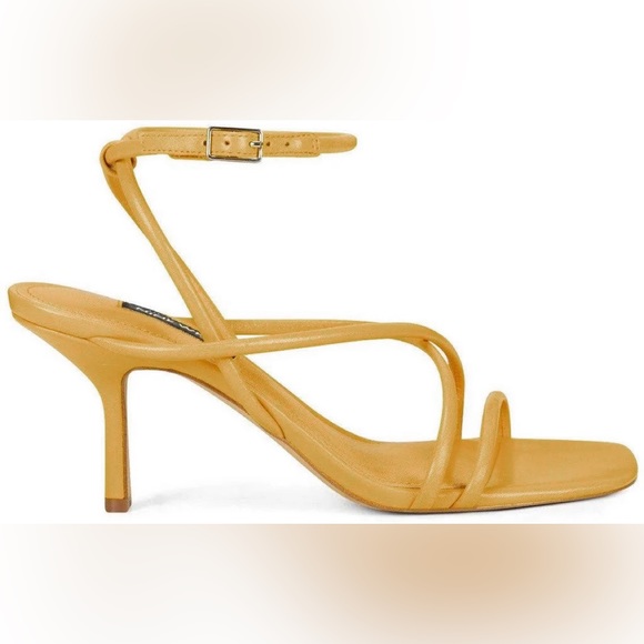 🌻 Nine West Strappy Yellow Leather Dress Sandals Sz 8 - Picture 1 of 10